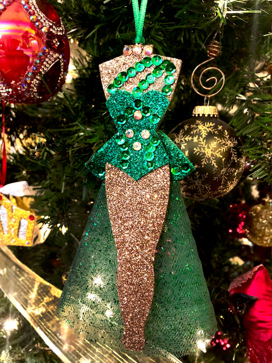Dreaming of A White Christmas Green Chorus Girl Christmas Ornament!