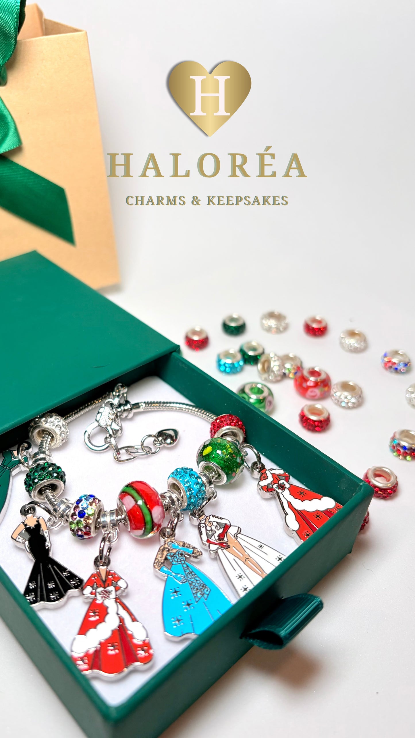 White Christmas Inspired Classic Christmas Charm Bracelet