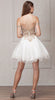 COLD-SHOULDER BEADED TULLE SHORT PROM DRESS
