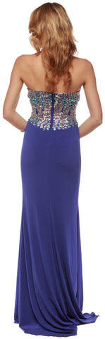 SWEETHEART NECK RHINESTONES BODICE LONG PROM PAGEANT DRESS